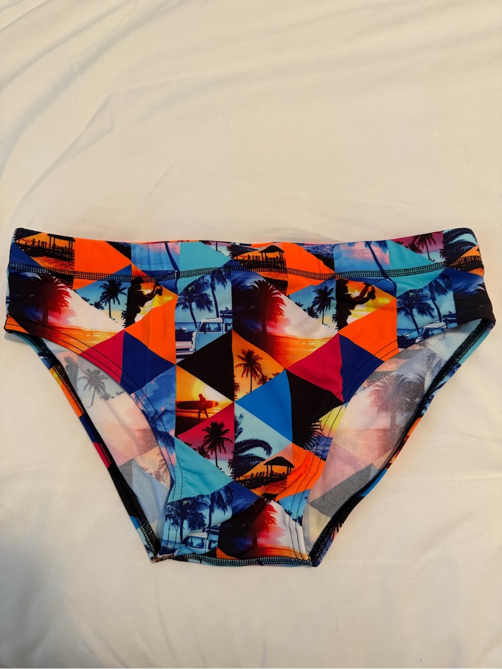 Men’s 30 - 34” Palm-Print Swim Briefs